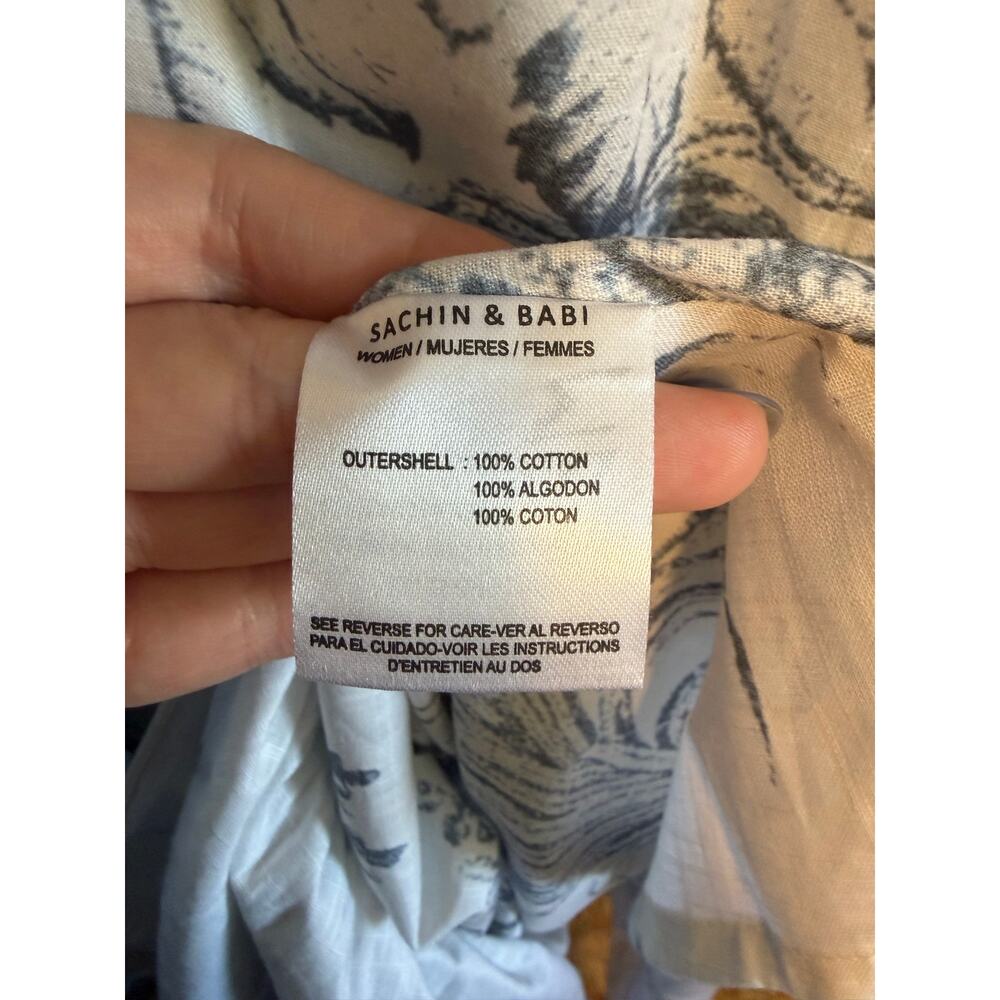 Sachin & Babi Paloma Gray and Ivory Toile Print Dress size 14 100% Cotton - Picture 11 of 13